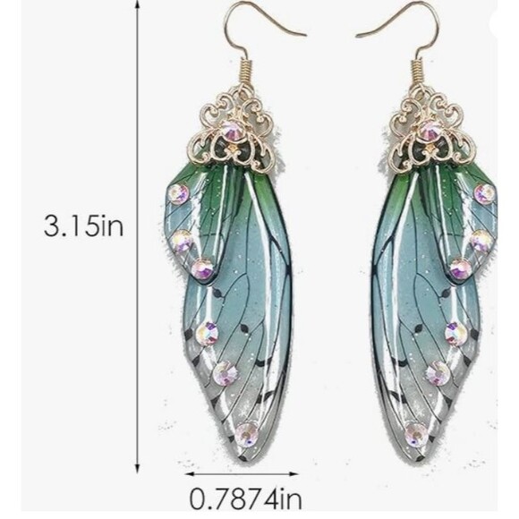 Delicate Realistic Transparent Blue Butterfly Wing Necklace - Picture 5 of 5